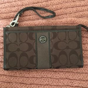 Coach brown wristlet wallet